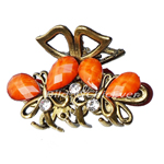 Haargreifer Schmetterlinge Haarklammer Metall Strass orange gold